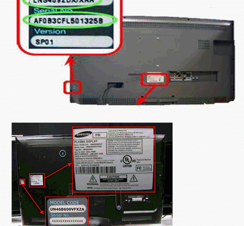 Samsung TV Serial Number Location on the back of the TV